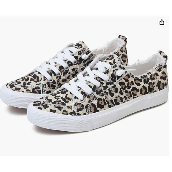 Leopard Print Slip On Canvas Sneakers! - Picture 1 of 9